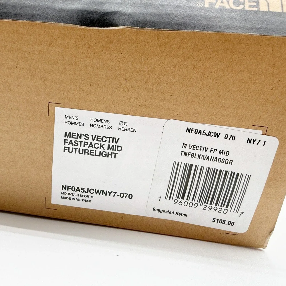 The North Face Vectiv Fastpack Mid Futurelight Size 7 Mens Black/Grey‎ NEW